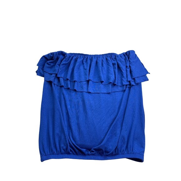 Y2K Love Tree Womens Strapless Blue Top S Crossover Multicolor Strappy Open Back - Picture 1 of 6